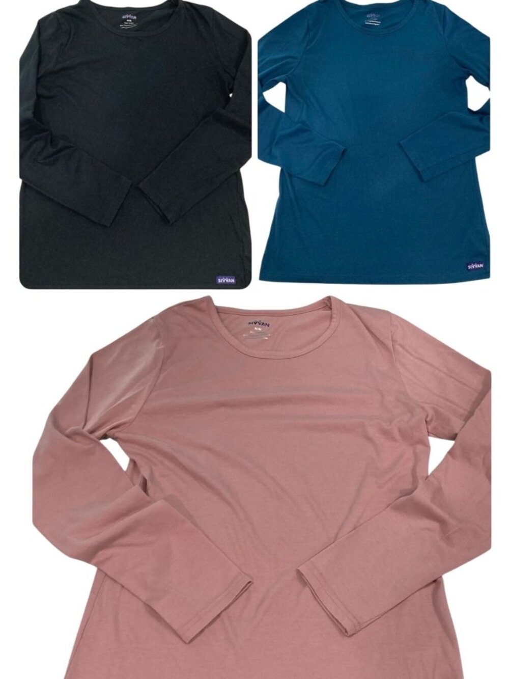 3 Sivvan Long Sleeve Tee Lot M Underscrub Blue Black Pink Casual Preppy Medical